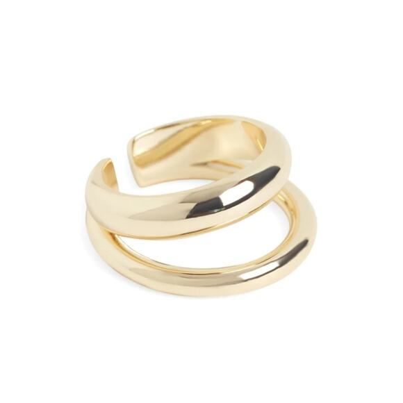 Loren Stewart Deux Open Stacked Double Band Ring - Size 7 - Gold Plated NWT - Picture 2 of 11